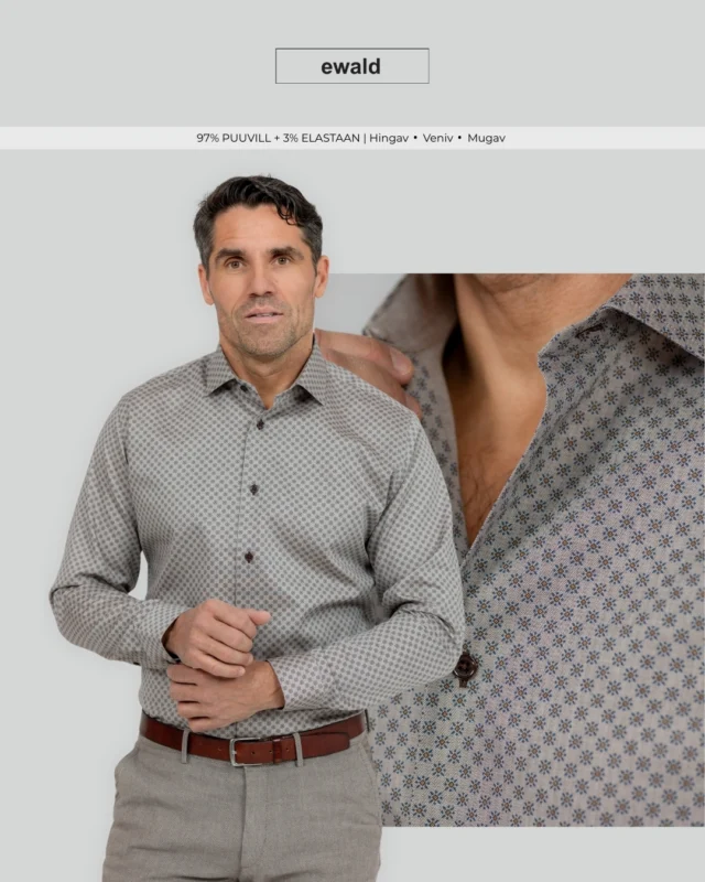 Detailid loovad tasakaalu.  Peen muster ja soe toon sobivad nii kontorisse kui õhtusöögile.  Elastaan annab kangale kerge venivuse suurendades seeläbi kandmismugavust ning tagab, et särk püsib korrektne kogu päeva.  Leiad särgi:
• e-poest sisestades otsingusse "4104" või
• esinduspoest aadressil Paldiski mnt.29, Tallinn  #eestidisain #estoniandesign #kvaliteetsärgid