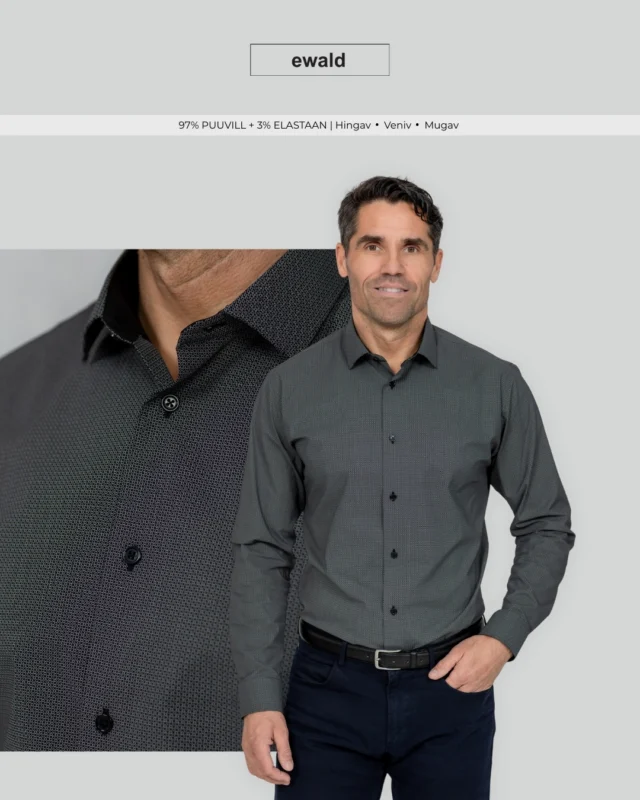 Mõni särk räägib enda eest ja jätab hea esmamulje - see on üks neist! 😎  Väike muster teeb särgi huvitavaks, kuid hoiab üldmulje rahulikuna. 
Elastaan lisab mugavust ning aitab särgil hästi vormis püsida.  Leia särk:
• e-poest sisestades otsingusse "4106" või
• esinduspoest aadressil Paldiski mnt.29, Tallinn  #eestidisain #estoniandesign #kvaliteetsärgid