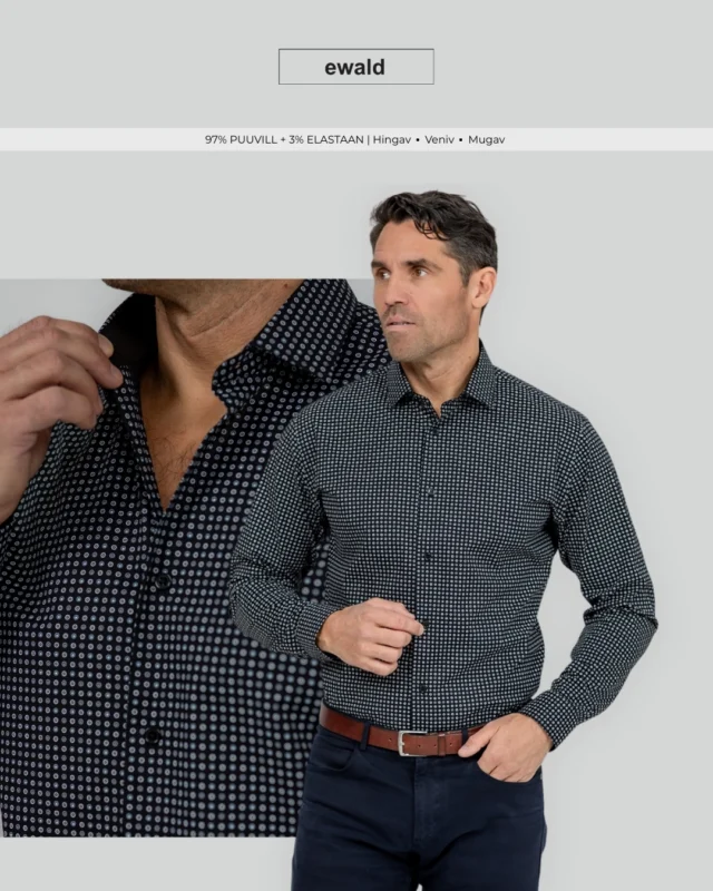 Ole julge aga maitsekas. 😎  Tumedam toon ja tugevam muster sobivad hästi õhtusteks sündmusteks või päevadeks, kui tahad veidi rohkem iseloomu.  Leia särk:
• e-poest sisestades otsingusse "4105" või
• Esinduspoest aadressil Paldiski mnt 29, Tallinn  #eestidisain #estoniandesign #kvaliteetsärgid